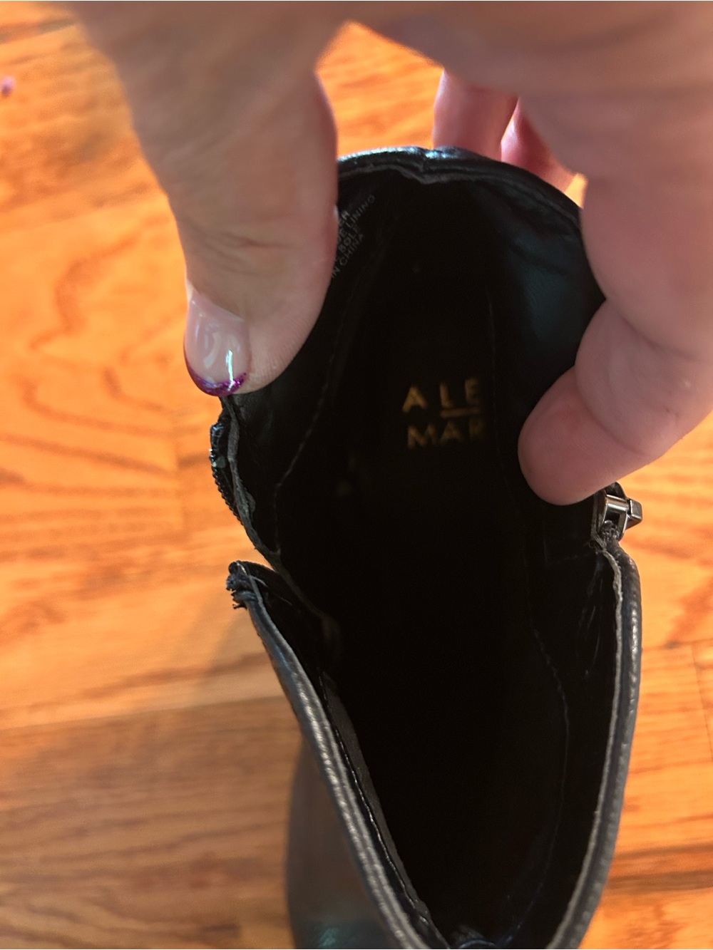 Alex Marie Black Leather Block Heel Ankle Booties - Picture 5 of 8